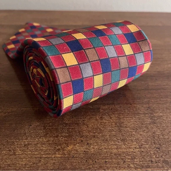 Vintage Paul Fredrick Checkered Tie Wide - Picture 1 of 5